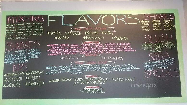 Norway Soft Serve chalkboard menu with today's soft serve and hard serve flavors